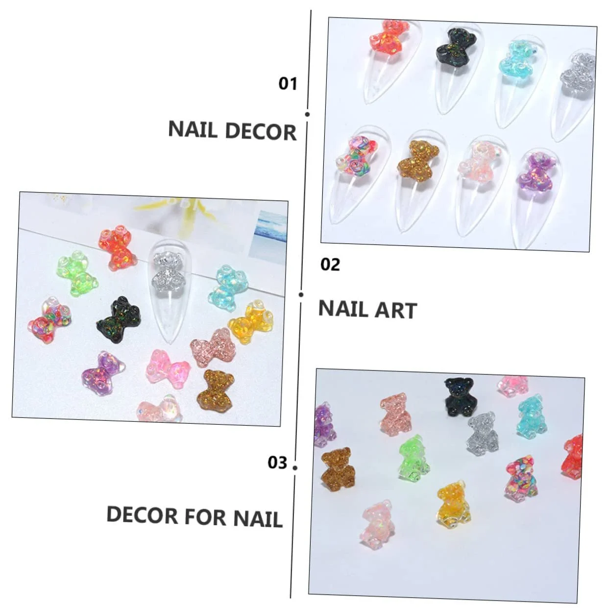 Набор украшений для ногтей Мишки 100 шт. смола BELLIFFY, фото №6