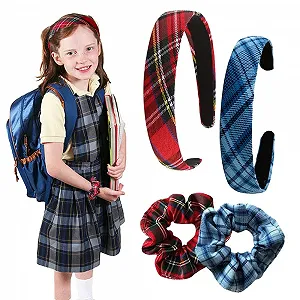 Набор обручей для волос в шотландскую клеточку (2 шт.), ткани - Фото 1