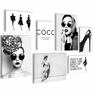 Картини на стіну Novart Coco Fashion набір 7 шт. чорно-білі - Фото 1