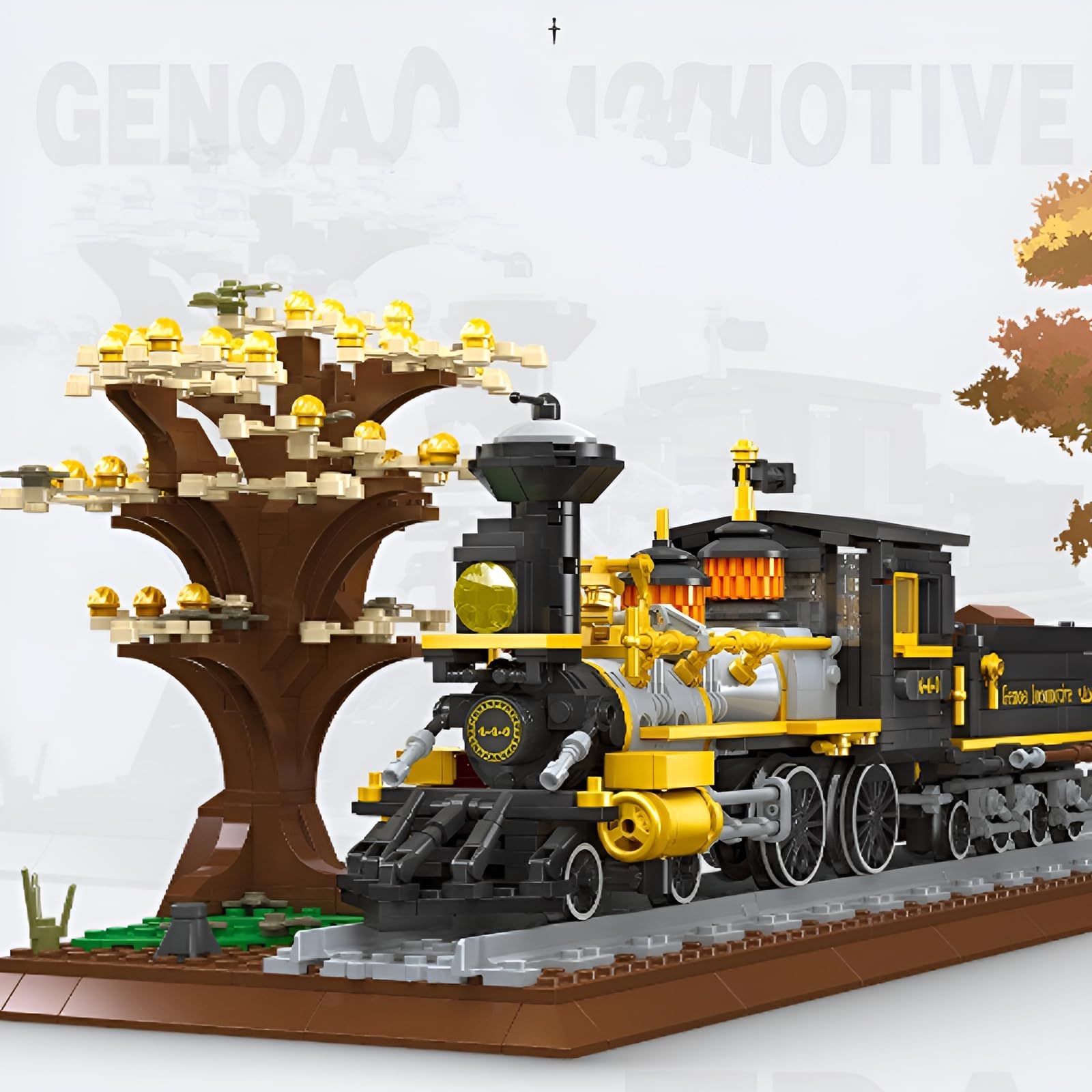 Конструктор Technik City Train, 950 деталей, ретро-паровоз Генуя, стискаючі блоки, іграшка-паровоз товарний, модель міського товарного поїзда з набором колій для дорослих, фото №4