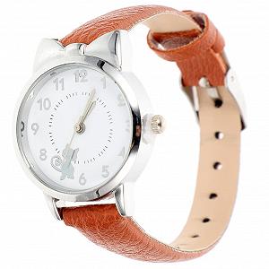 Кварцевые часы OATIPHO Kitten Figure Женские часы Серебряные часы Коричневый - Фото 1