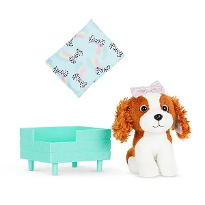Аксессуары Glitter Girls Игрушечная собачка Кавалер Кинг Чарльз Локи с Кроваткой и Подушкой - Фото 1
