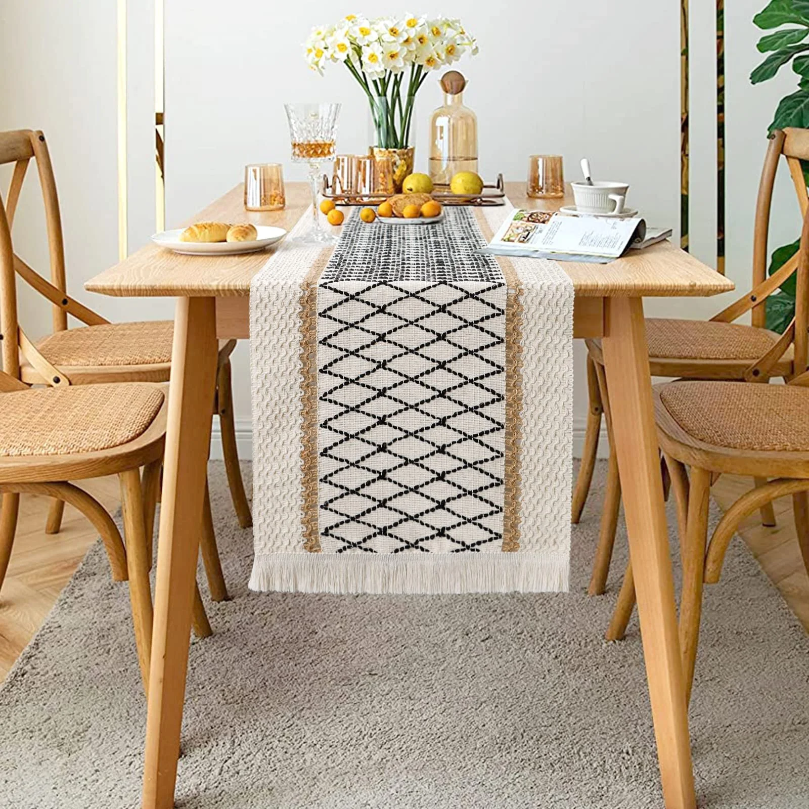 Ранер LOMOHOO Cotton Linen Boho with Tassels 183 см Бежевий, фото №4 Ранер LOMOHOO Cotton Linen Boho with Tassels 183 см Бежевий, фото №4