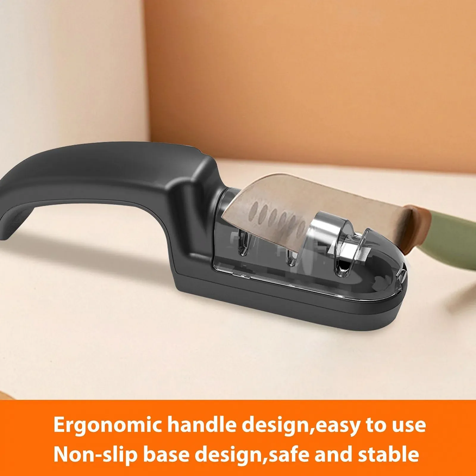 Точилка для ножів ручна Багатофункціональна ергономічна з силіконовою основою, фото №3