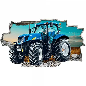 Наклейка на стіну Blue Tractor Поле Захід сонця Вінілова - Фото 1