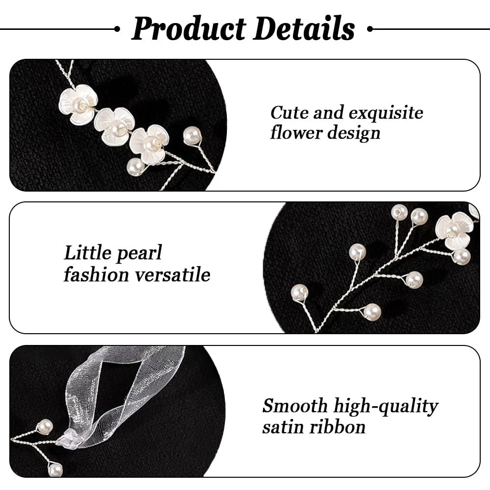 Вінок для волосся з квітами і перлами, 2 шт, фото №3