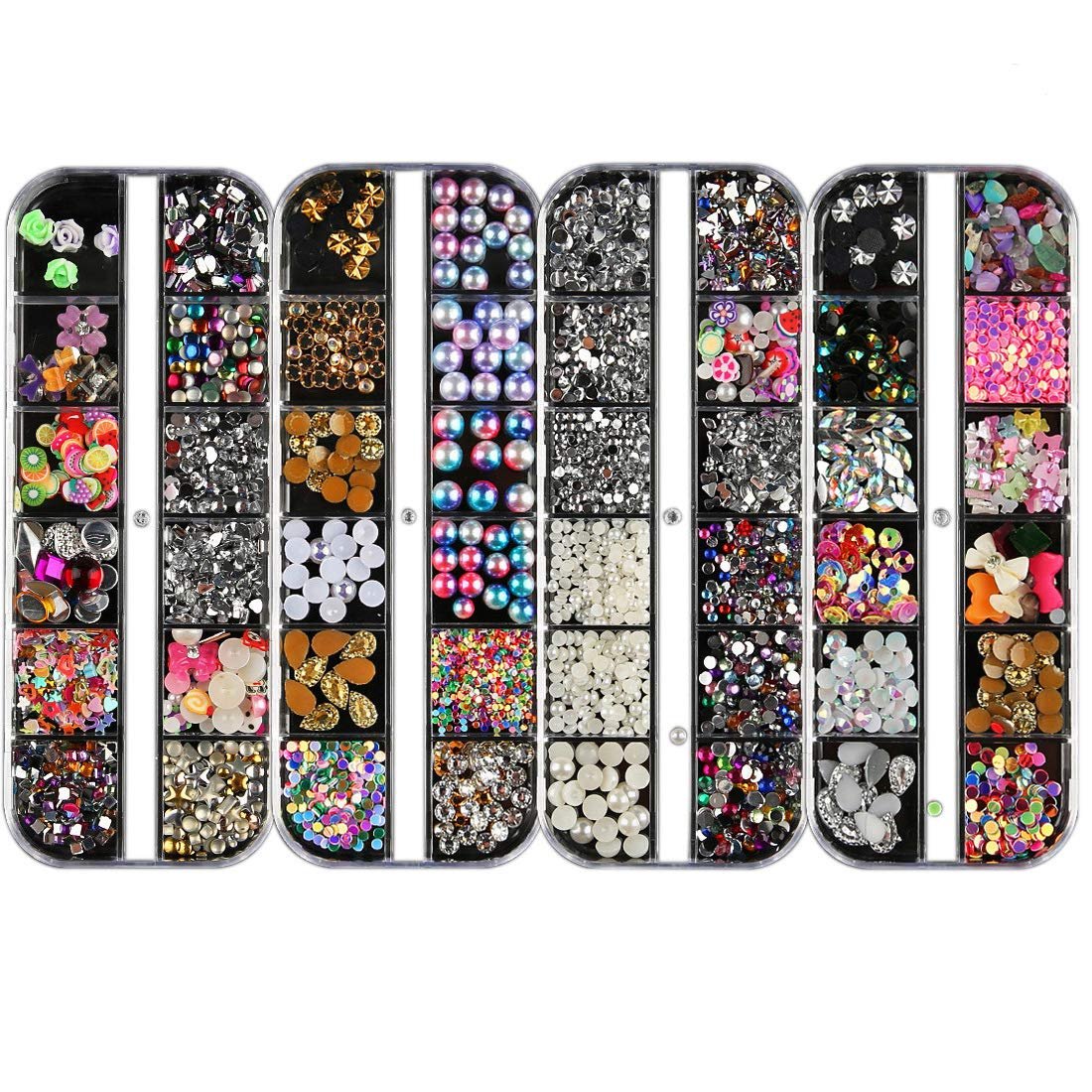 Стрази для нігтів Без бренду 48 відділень Crystal Кольорові, фото №1