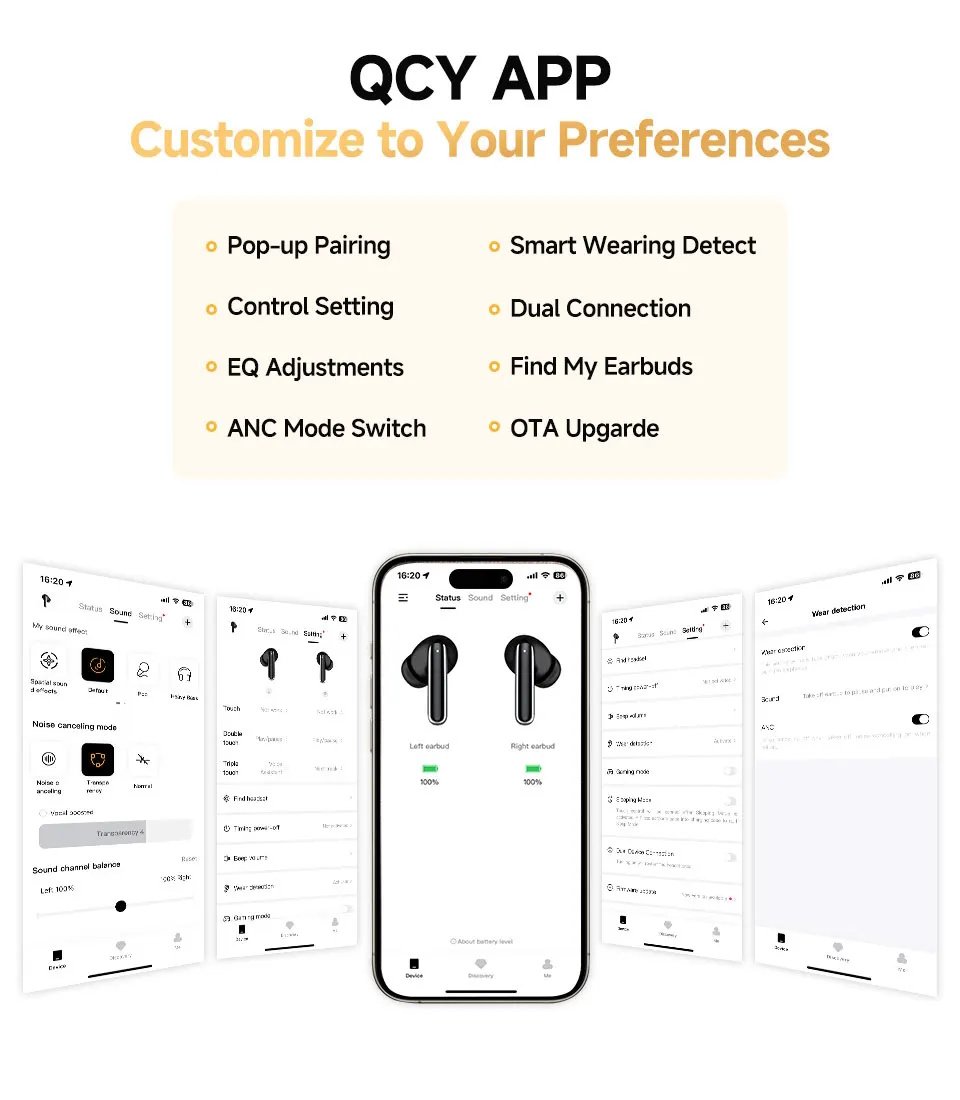 Наушники QCY MeloBuds Pro Hi-Res LDAC Hybrid ANC BT5.3 Gold, фото №15