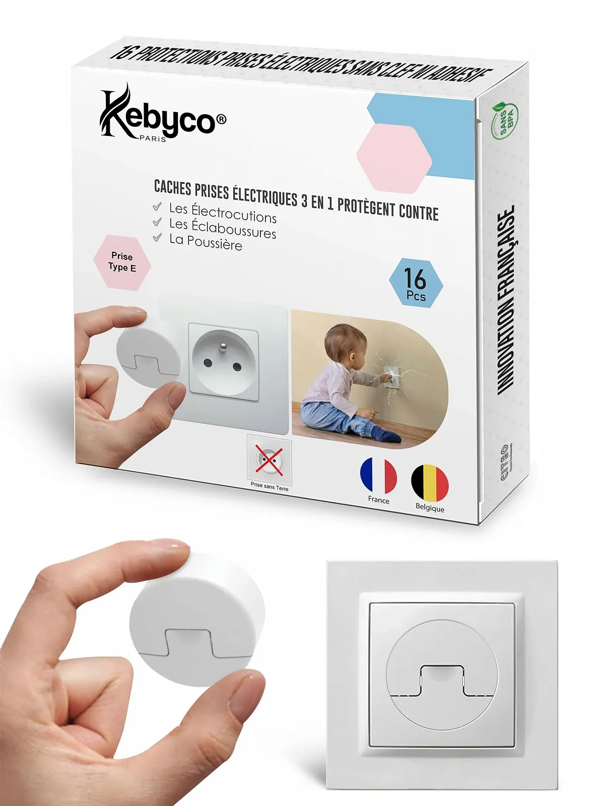 Заглушка для розеток KEBYCO Kebest Тип E Упаковка 16 шт., фото №2