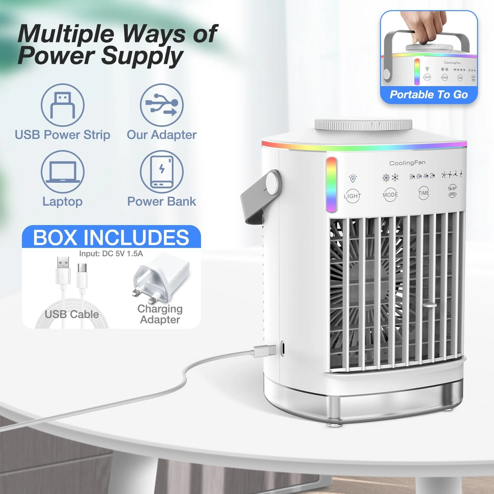 Мобільний кондиціонер Охолоджувач повітря 4-в-1 700 мл з таймером та нічником, фото №6 Мобільний кондиціонер Охолоджувач повітря 4-в-1 700 мл з таймером та нічником, фото №6