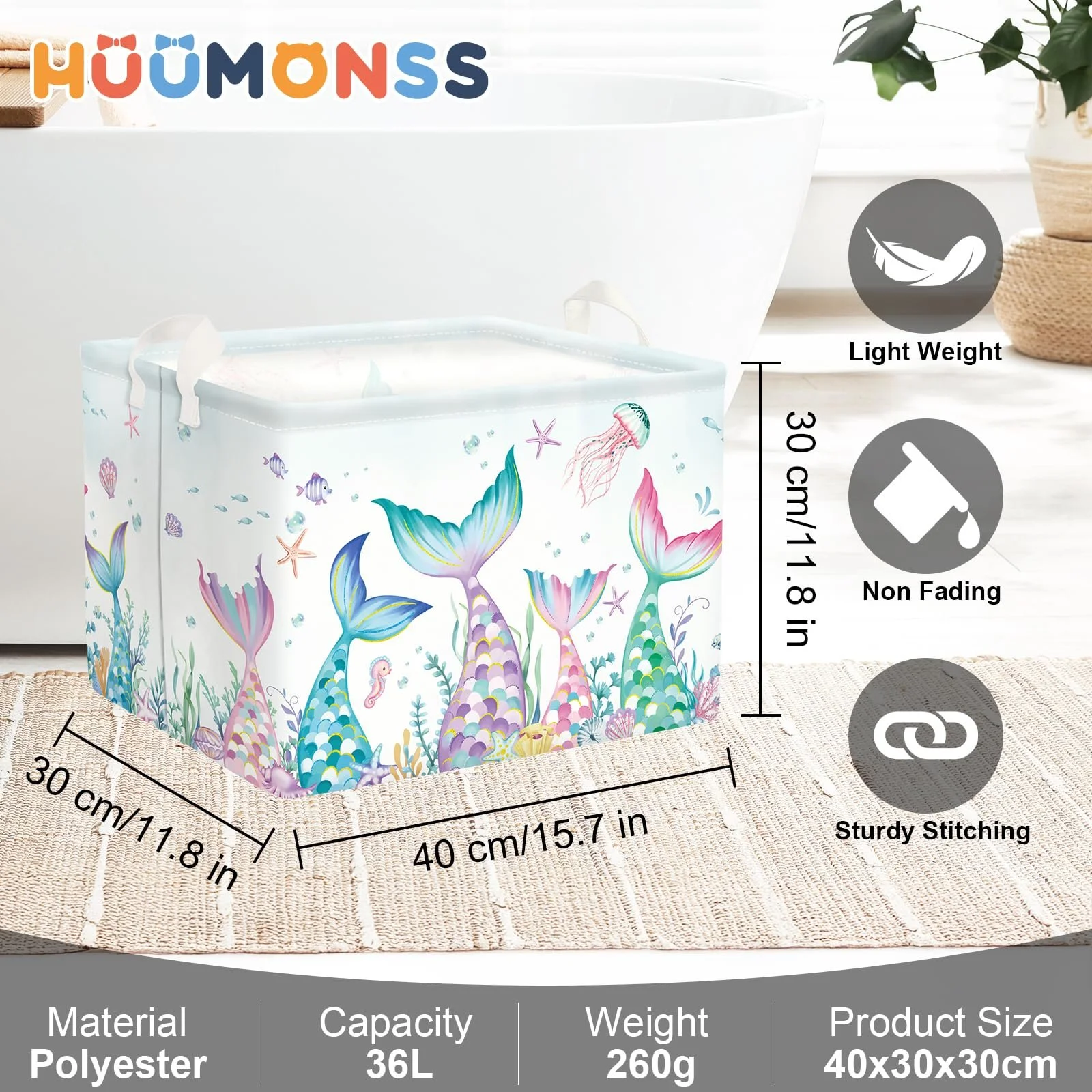 Корзина для игрушек Детская HUUMONSS Хвост Русалки для девочек Большая, фото №6 Корзина для игрушек Детская HUUMONSS Хвост Русалки для девочек Большая, фото №6