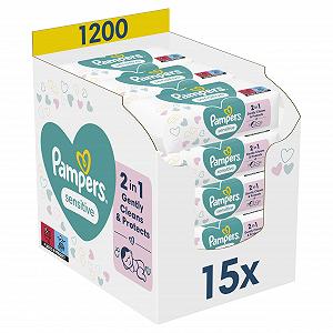 Влажные Салфетки Pampers Sensitive 1200 штук (15 x 80) Для Чувствительной Кожи - Фото 1