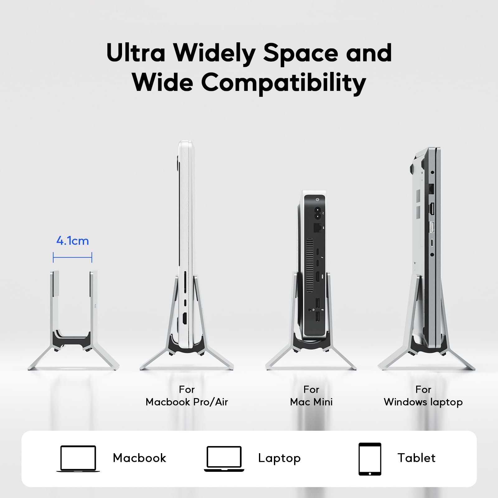 Подставка вертикальная для ноутбука, Алюминиевый держатель с регулируемой вертикальной подставкой для ноутбуков, Блокнот, MacBook Air, Pro, Планшетов и iPad, Подставка для ноутбука для Mac Mini, Серебряная, фото №5 Подставка вертикальная для ноутбука, Алюминиевый держатель с регулируемой вертикальной подставкой для ноутбуков, Блокнот, MacBook Air, Pro, Планшетов и iPad, Подставка для ноутбука для Mac Mini, Серебряная, фото №5