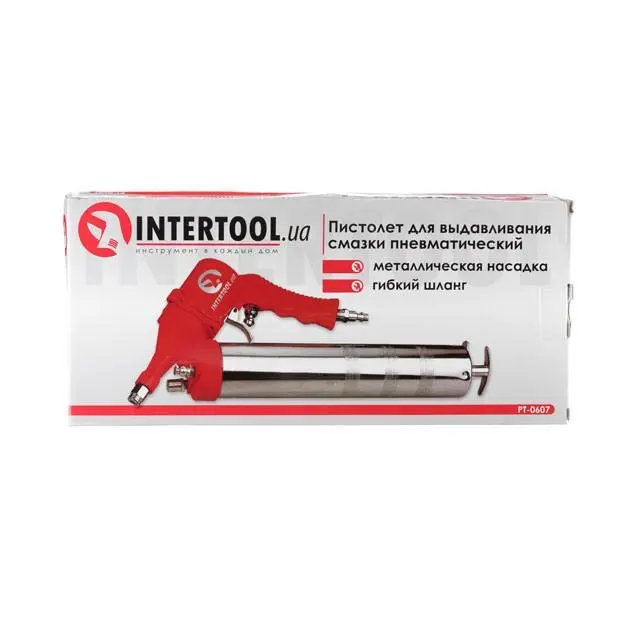 Пистолет для выдавливания смазки пневматический две насадки INTERTOOL PT-0607, фото №3