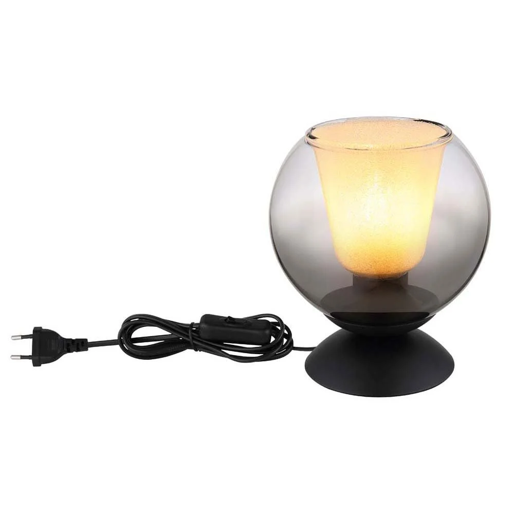 Настольная лампа GLOBO Glass Ball Crystal E27 18 x 19 см Smoke Black, фото №4