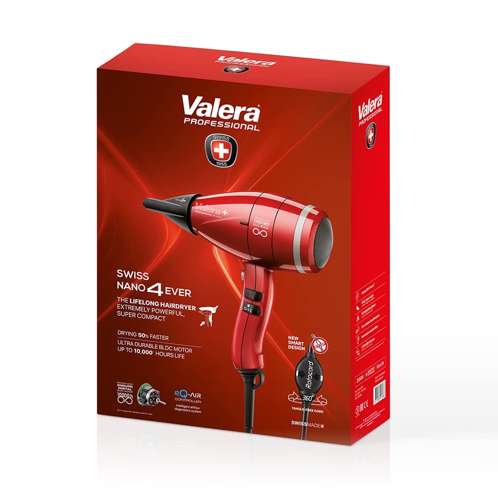 Фен Professional Valera Swiss Nano4ever Компактный Легкий Тихий Цифровой мотор Регулируемая температура Ионная функция 2200 Вт Swiss Made, фото №8