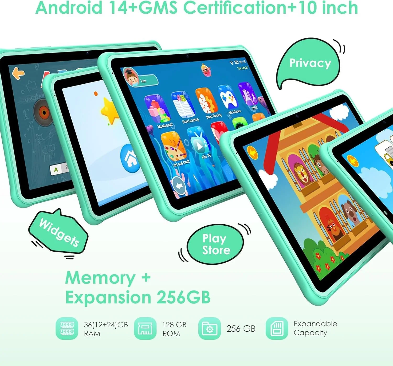 Планшет 10.1" FASTWD L211 12+24/128Gb 8 ядер Android 14 8000 mAh Зелений, фото №6