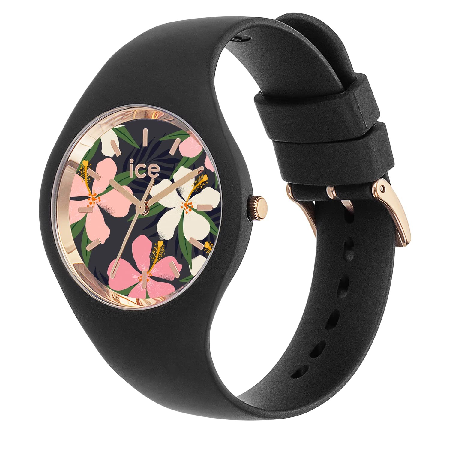 Женские часы Ice-Watch ICE Flower China Rose Черные с силиконовым ремешком 020510 (Small), черный, ремешок., фото №2