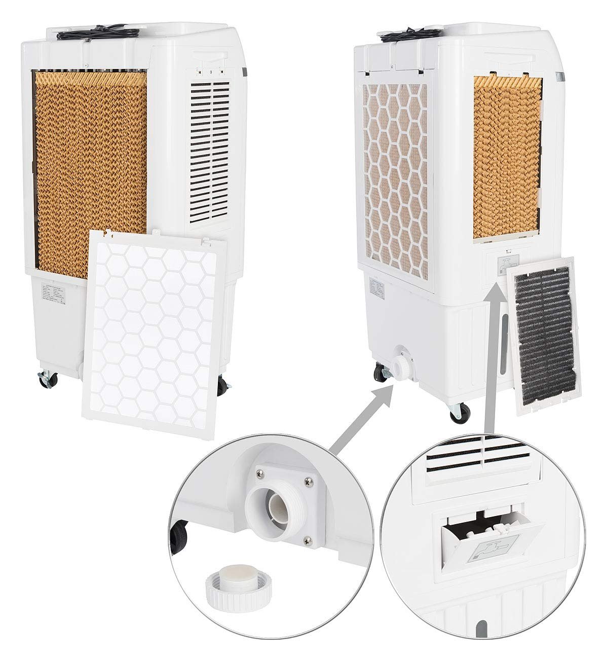 Мобільний охолоджувач повітря та зволожувач Sichler Haushaltsgeräte LW-620 2-в-1 26 л 100 Вт 25 м² з іонізатором, фото №8