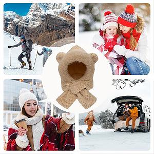 Пушистая шапка с медвежьими ушками Gupcaqosjw - Фото 1