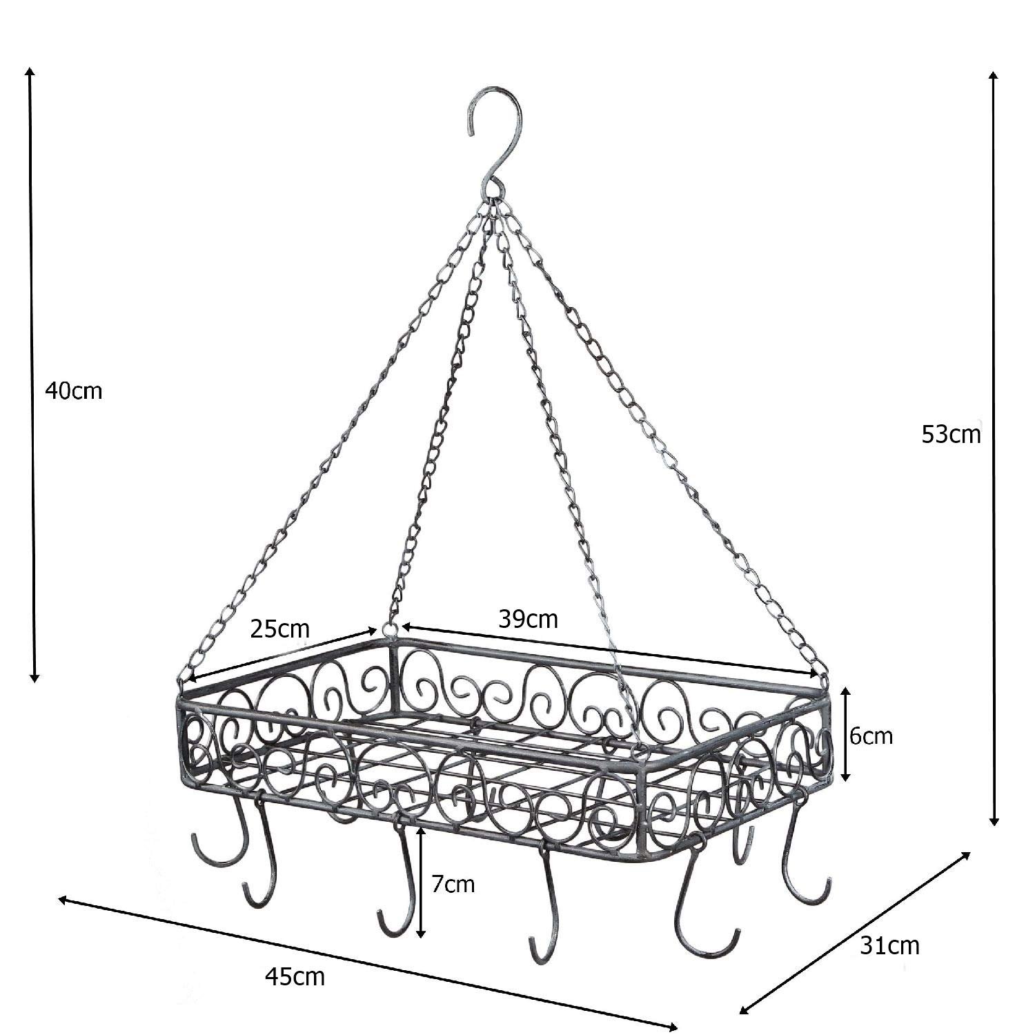 Підвісний тримач для горщиків Ambiente Залізний 45 см Сірий, фото №5 Підвісний тримач для горщиків Ambiente Залізний 45 см Сірий, фото №5