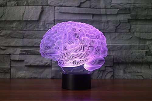 3D лампа EONANT 3D ночные светильники LED USB сенсорные 7 цветов иллюзия для комнаты детей декор (мозг), фото №6