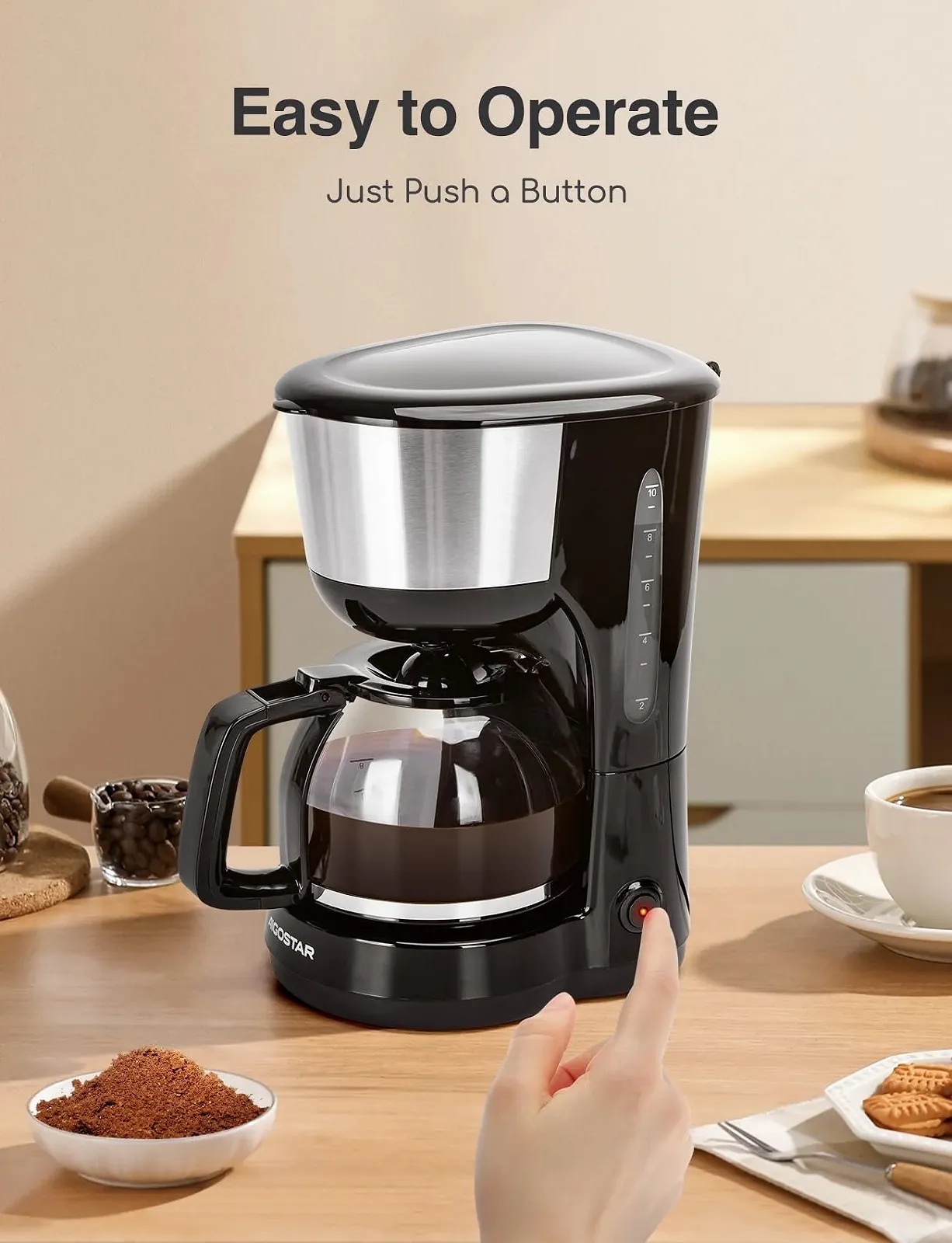 Фильтр-кофеварка Aigostar 1000 Вт 1.25 л Черный, фото №3