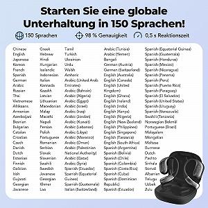 Наушники-переводчики Ki, 3-в-1, с переводом в реальном времени, 150 языков, сенсорный экран, 60 часов для iOS и Android, для путешествий synthetic.ua - Фото 1