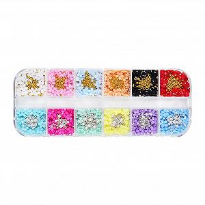 Подвески для ногтей Цветок вишни, маленький цветок, красочные 3D цветы для ногтей, смоляные украшения для ногтей с икорным бисером и коробкой для хранения, 13 x 5.3 см (Д x Ш) - Фото 1