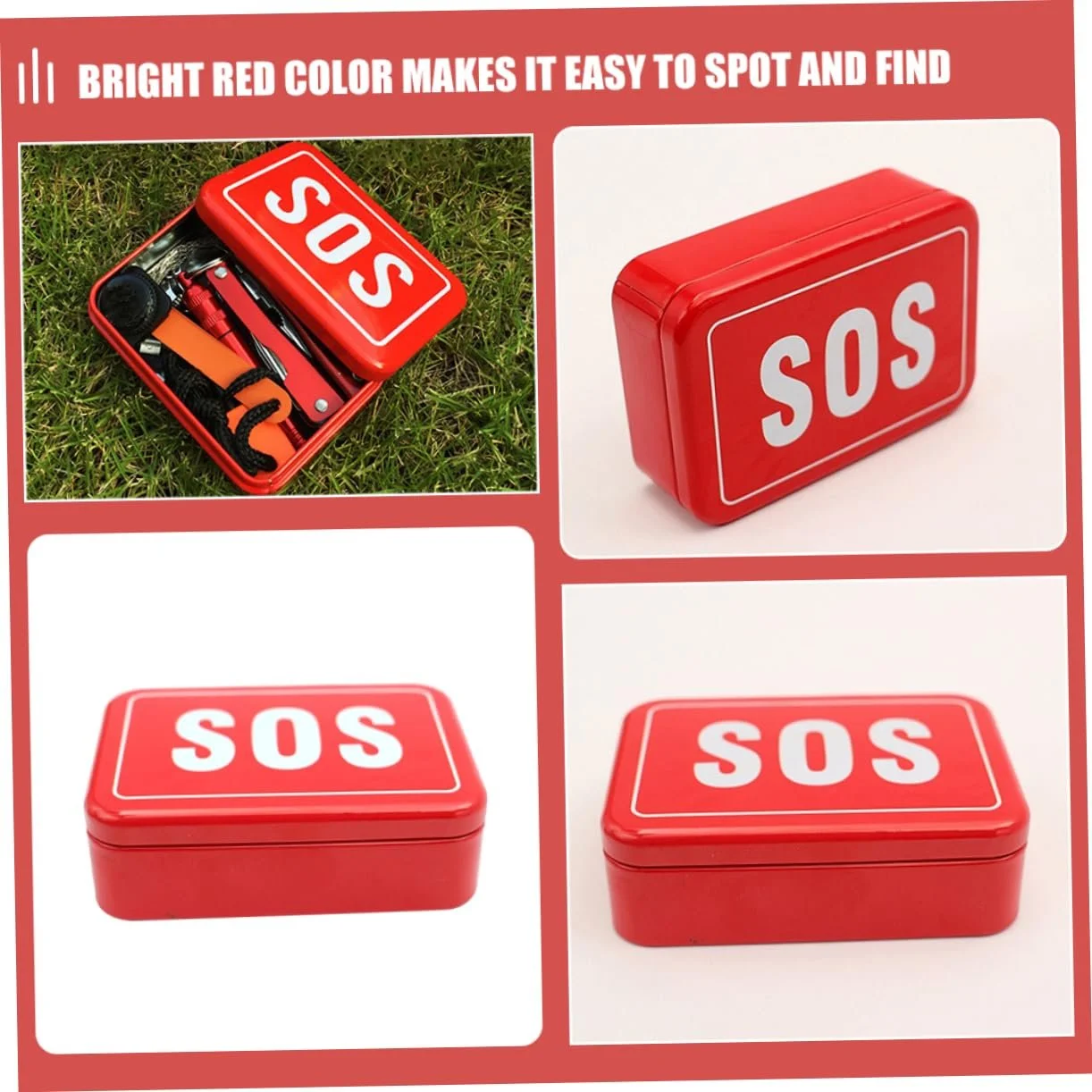 Ящик для інструментів Sosoport, 4 шт., для вулиці, маленький, портативний міні-контейнер, органайзер для зберігання, металевий, червоний, фото №5