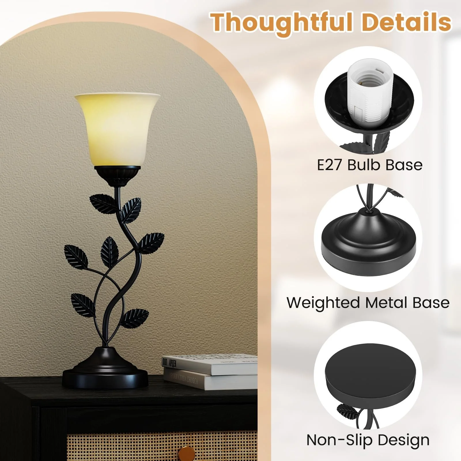 Настільна лампа FANTASK Tulip Glass Lampshade E27, фото №5