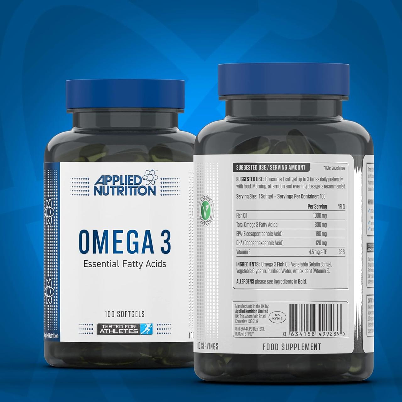 Омега-3 Applied Nutrition Omega 3 100 Softgels, фото №2 Омега-3 Applied Nutrition Omega 3 100 Softgels, фото №2