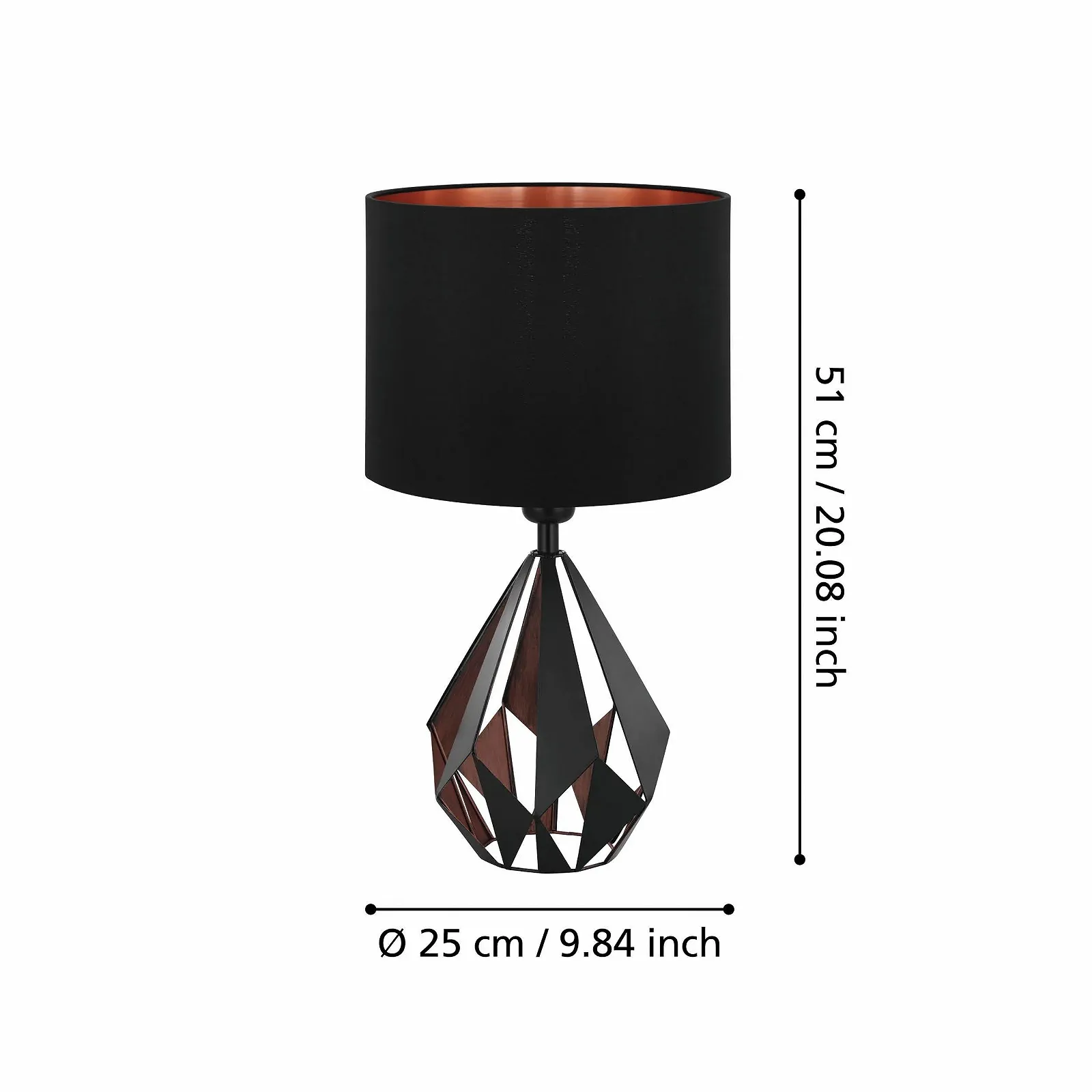 Настільна лампа в ретро-стилі, сталь, E27, 60 Вт, чорний та мідний, фото №6