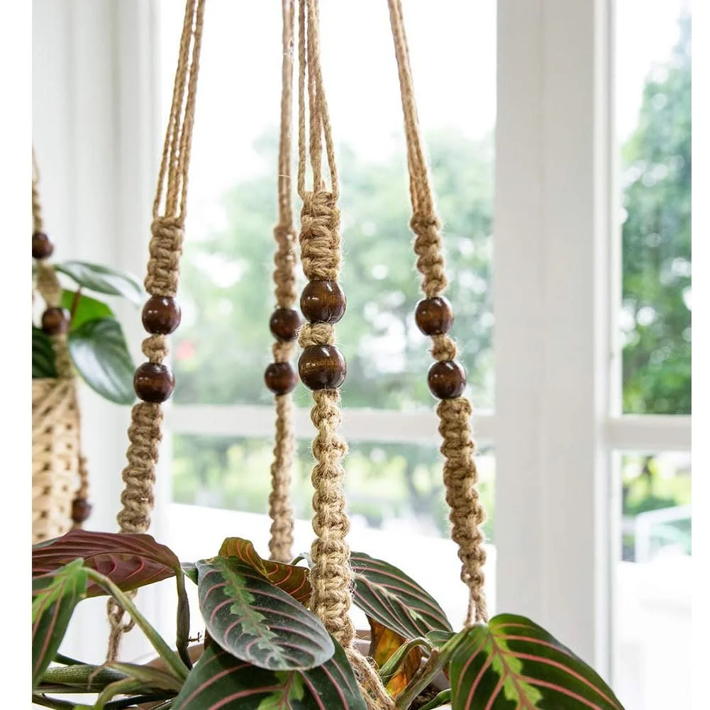 Держатель для вазонов FonVan макраме хлопковая веревка с крючками 89 см Коричневый, фото №6
