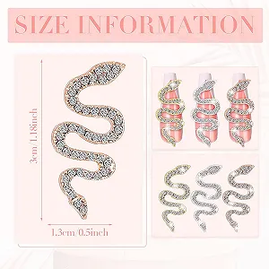 Прикраса для нігтів у формі змії, зі стразами synthetic.ua - Фото 1