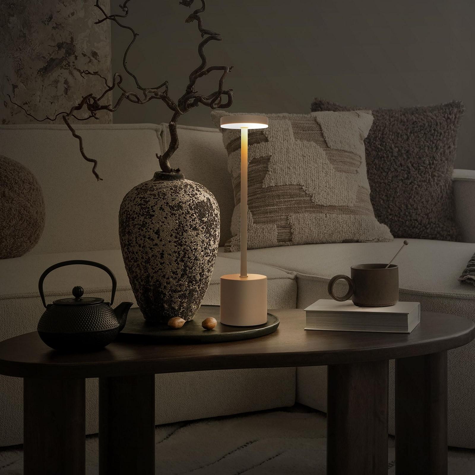 Настільна лампа ML-Design LED Бездротова Сенсорна 3 кольори світла Димування Металева USB-C Ø8x34,5 см Кремова, фото №9