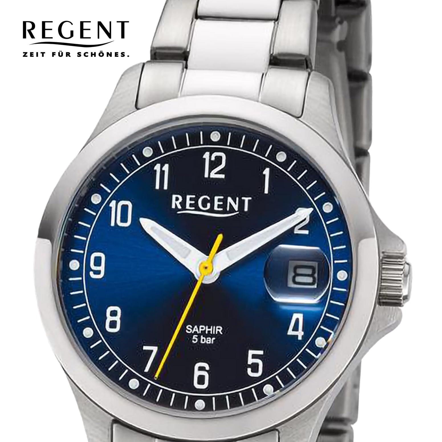 Женские часы REGENT Сталь/Синий 5 Bar 12221200, Серебряно-синий, Браслет, фото №2 Женские часы REGENT Сталь/Синий 5 Bar 12221200, Серебряно-синий, Браслет, фото №2