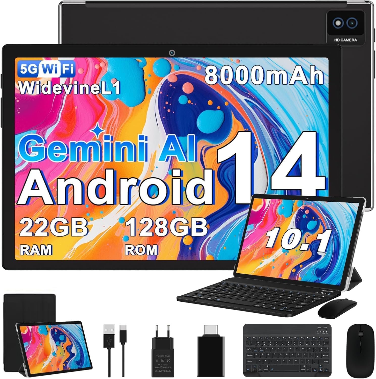 Планшет 10.1" Biegedy B29 6+16/128Gb 8 ядер Android 14 8000 mAh Чорний, фото №1