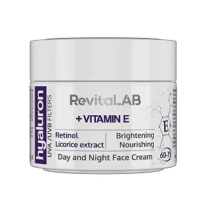 Купити Крем для обличчя денний та нічний RevitaLAB Hyaluronic Anti-Ageing з вітаміном A (ретинолом), вітаміном E, екстрактом кореня солодки, гіалуроновою кислотою та УФ-фільтром, для віку від 60 до 75 років, 50 мл - Фото 1 Крем для обличчя денний та нічний RevitaLAB Hyaluronic Anti-Ageing з вітаміном A (ретинолом), вітаміном E, екстрактом кореня солодки, гіалуроновою кислотою та УФ-фільтром, для віку від 60 до 75 років, 50 мл - Фото 1