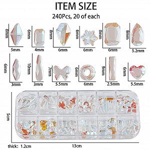 Стрази для нігтів NICENEEDED 212 дизайнів 3D Alien Aurora, кристали, дорогоцінні камені для жінок та дівчат, DIY для дому та салонів synthetic.ua - Фото 1