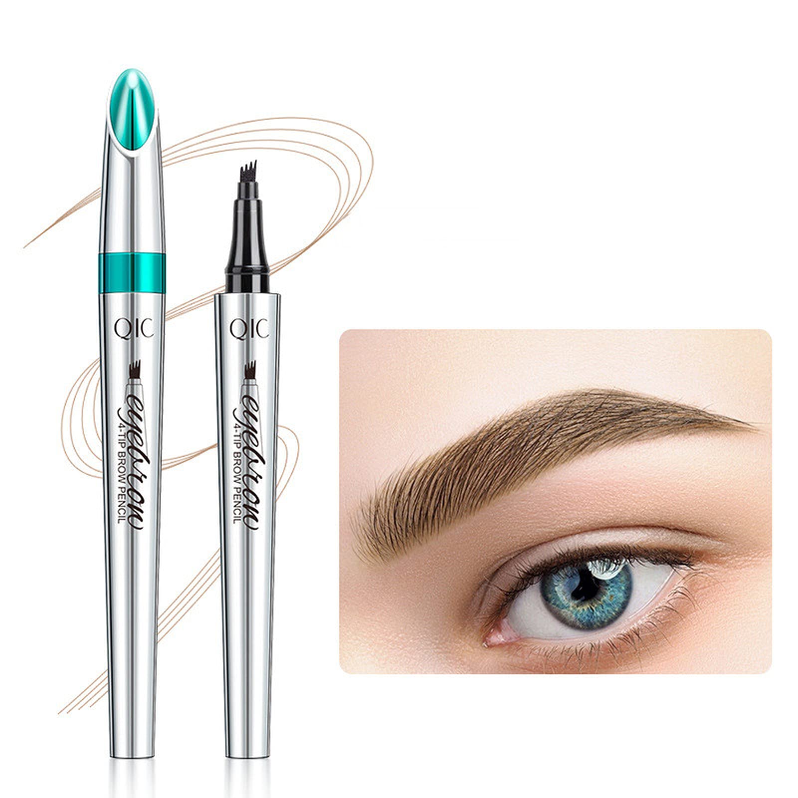 Олівець 4-Poin Pencil Рідкий Колір Водостійкий Microblading Ink Fork Tip 3D Додаток для макіяжу Аплікатор для татуювання Захист від розмазування Microbblade Маркер для брів Світло-коричневий, фото №1