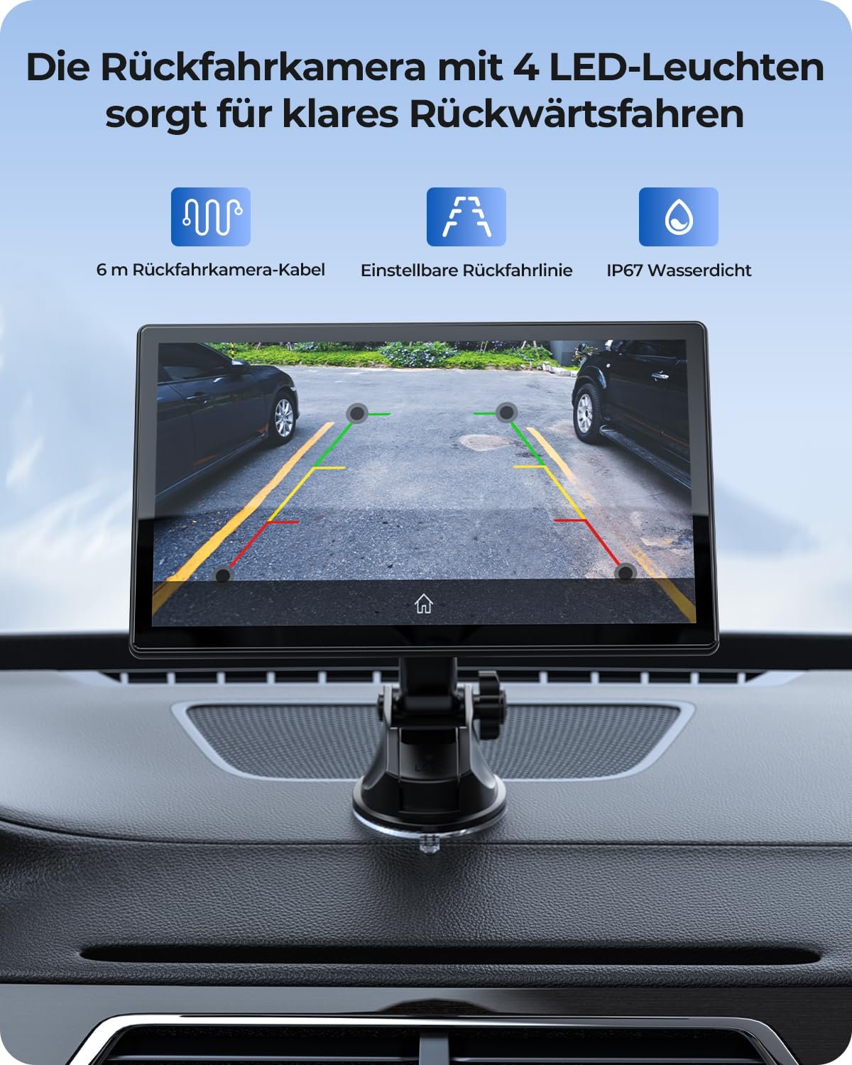 Дисплей Krunia 9 дюймов, беспроводной, портативный, 60FPS, Car Play для Apple CarPlay и Android Car, магнитный держатель, OTA, портретный и альбомный формат, камера заднего вида, Bluetooth, голосовое управление, GPS-навигация, фото №7
