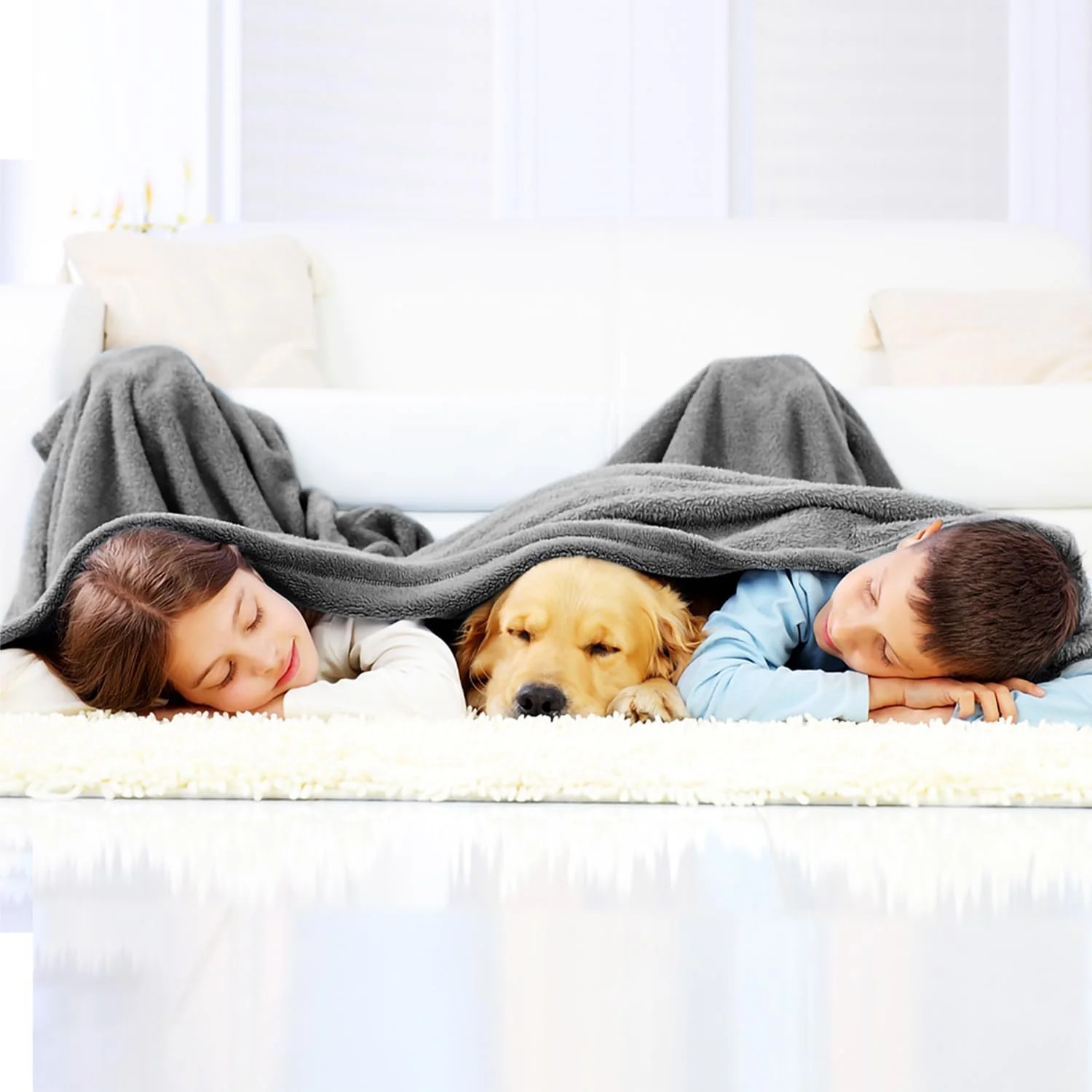 Покривало Flannel Ikodm Серія Cuddly, 150 x 200 см, Сіра, фото №6