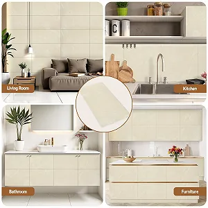 Наклейки на плитку Warmiehomy Marble вінілові самоклеючі 60 х 30 см 10 шт. Бежево-білий synthetic.ua - Фото 1