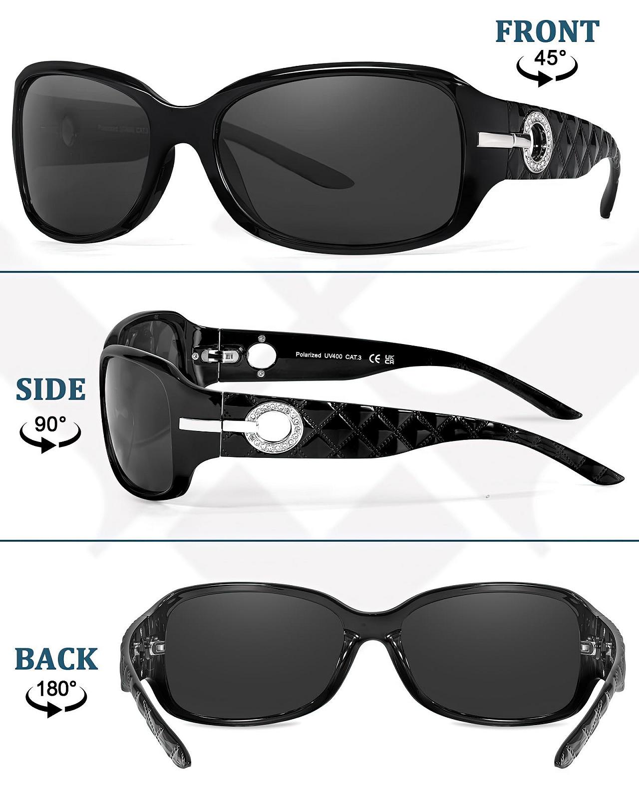 Сонцезахисні окуляри LVIOE Жіночі Поляризовані Вінтажні Великі Обгортаючі Дизайнерські з UV400 Захистом, фото №3