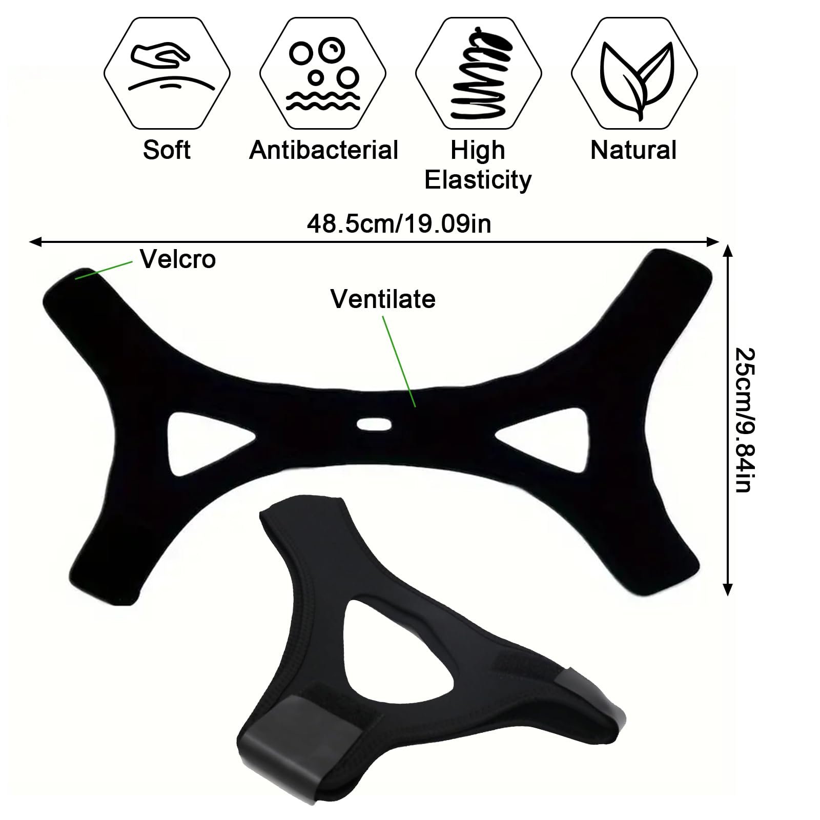 Ремінець Veralabs для підтримки щелепи, 2 шт., дихаючий, проти хропіння, регульований, фото №2