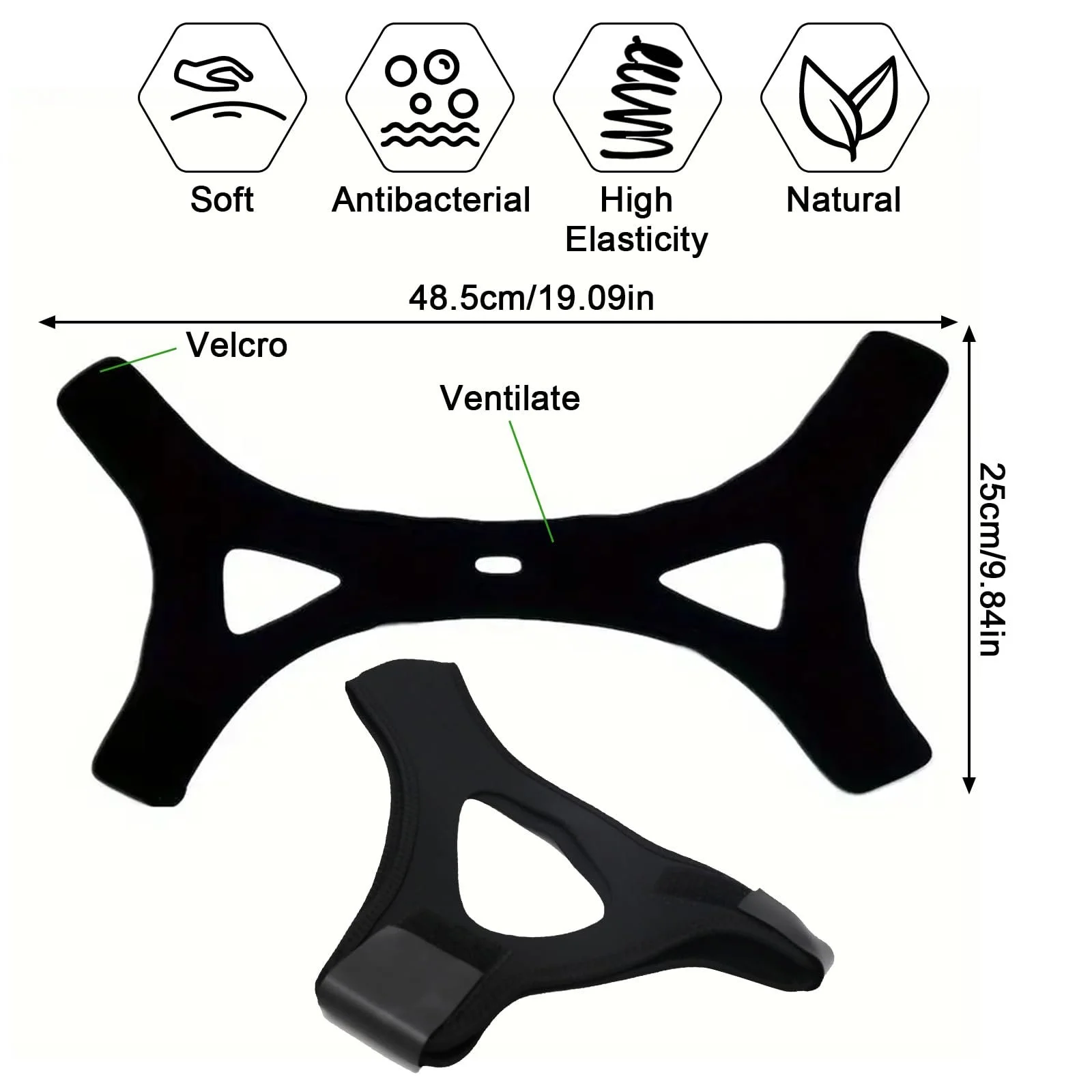Ремінець Veralabs для підтримки щелепи, 2 шт., дихаючий, проти хропіння, регульований, фото №2