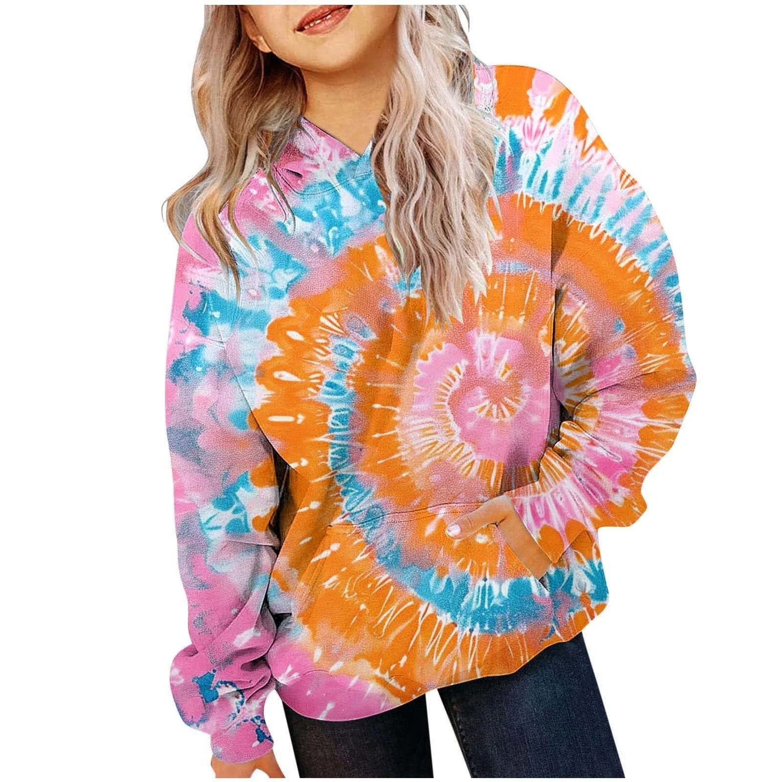 Худі для дівчинки з принтом, осінньо-зимовий, з круглим вирізом, довгими рукавами, кишенею, спортивний, повсякденний, фото №1 Худі для дівчинки з принтом, осінньо-зимовий, з круглим вирізом, довгими рукавами, кишенею, спортивний, повсякденний, фото №1