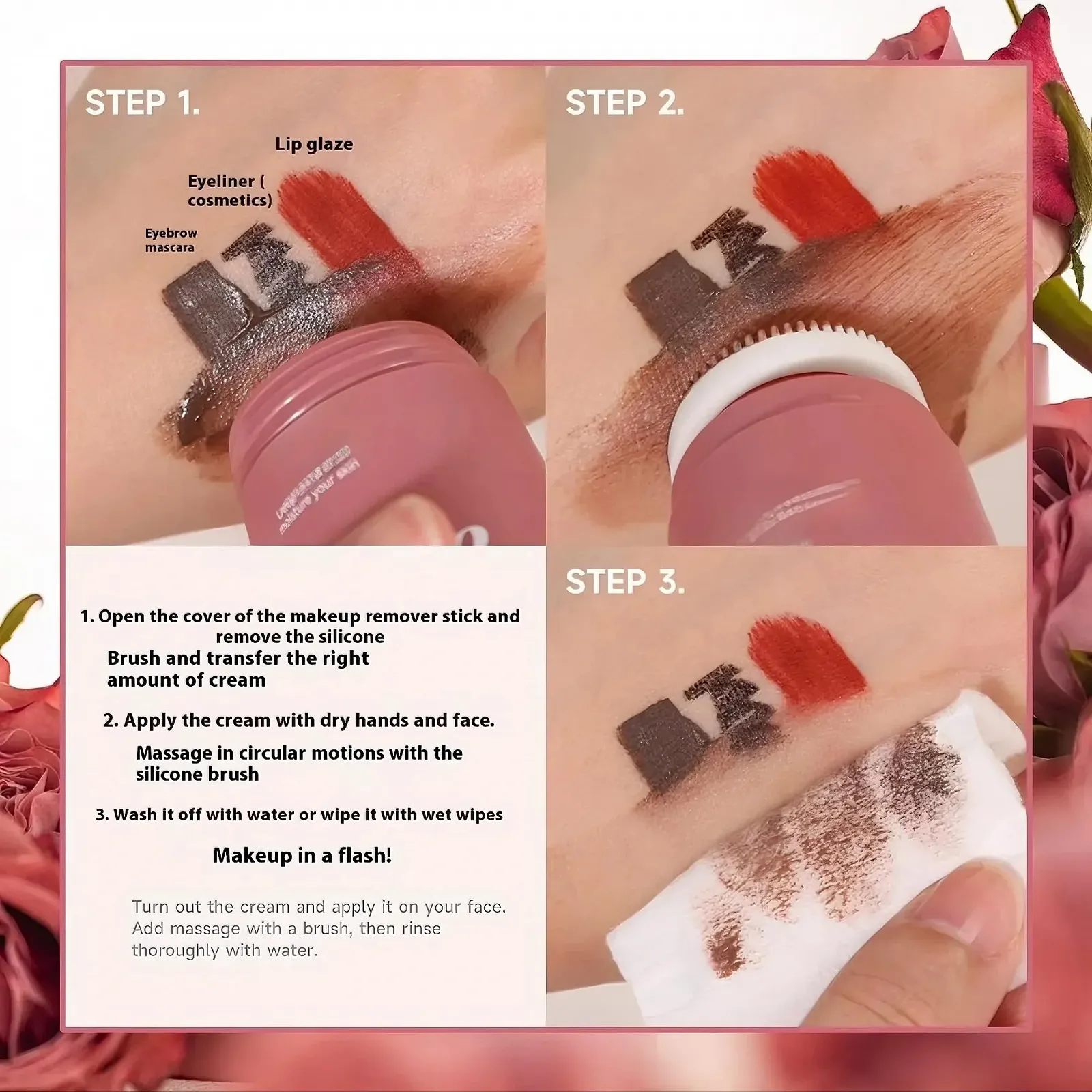 Маска-стик Глина Rose Clay для глубокой очистки пор, для сияющей кожи, контроль жирности, сужение пор и увлажнение, фото №8