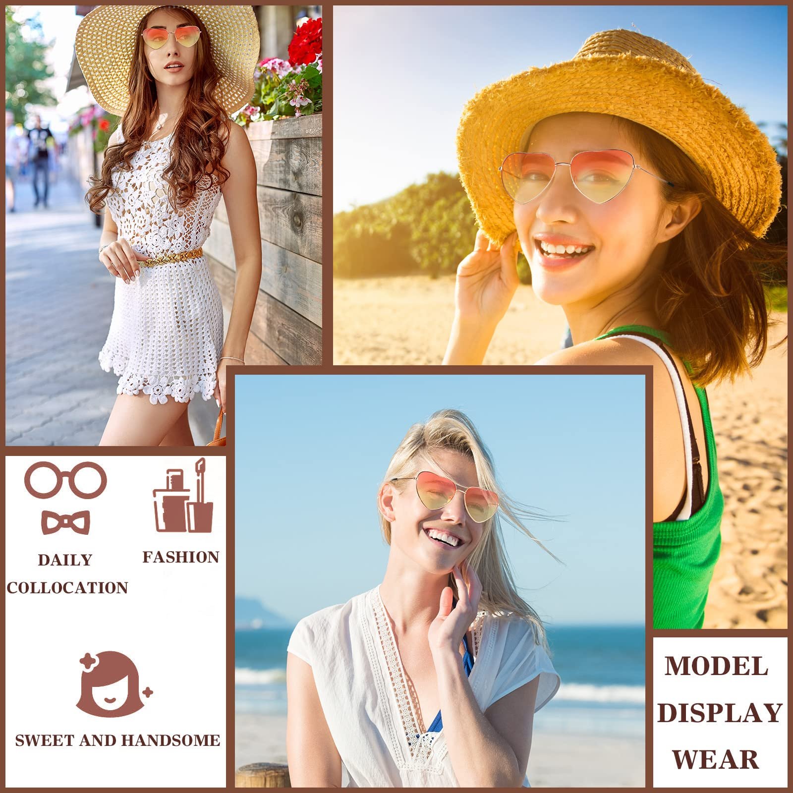 Солнцезащитные очки Сердцевидной формы BBTO, 2 шт., ретро, фото №6